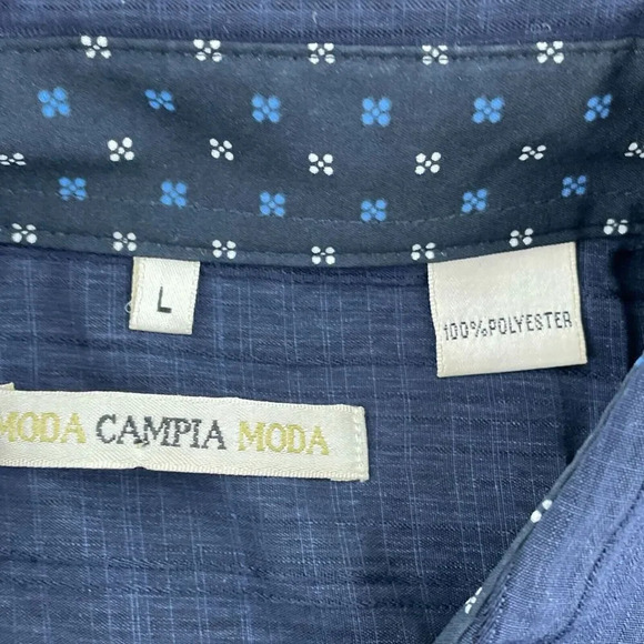 Moda Campia Moda Mens Long Sleeve Navy Polyester Shirt L 0391 - Picture 3 of 7